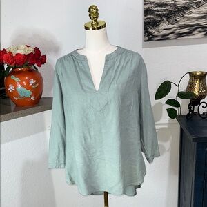 The Limited Sage Green Linen Blend Large Blouse